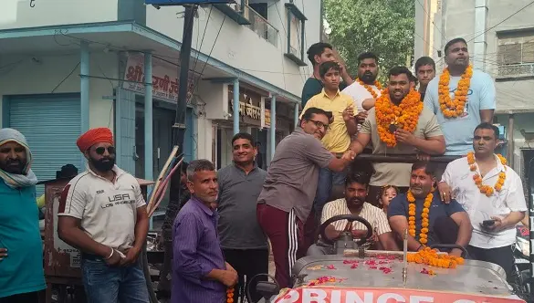 पदक विजेता बिस्सा के बीकानेर पहुंचने पर स्वागत